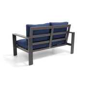 Sutton Grey Cushioned Loveseat Indigo - The Great Escape