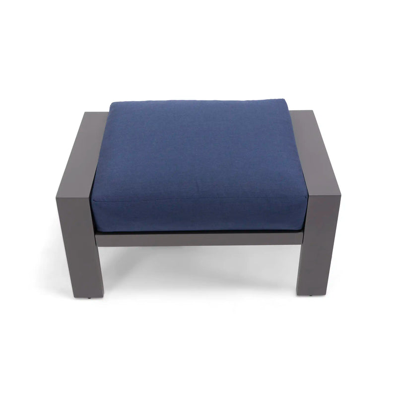 Sutton Cushioned Ottoman Indigo - The Great Escape