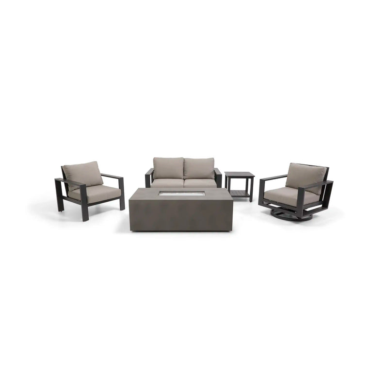 Sutton Grey 5 Piece Loveseat Firepit Chat Group Dove - The Great Escape
