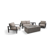 Sutton Grey 5 Piece Loveseat Firepit Chat Group Dove - The Great Escape