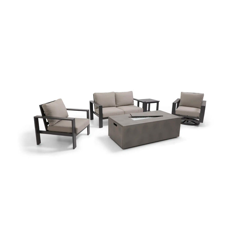 Sutton Grey 5 Piece Loveseat Firepit Chat Group Dove - The Great Escape