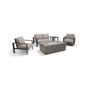 Sutton Grey 5 Piece Loveseat Firepit Chat Group Dove - The Great Escape