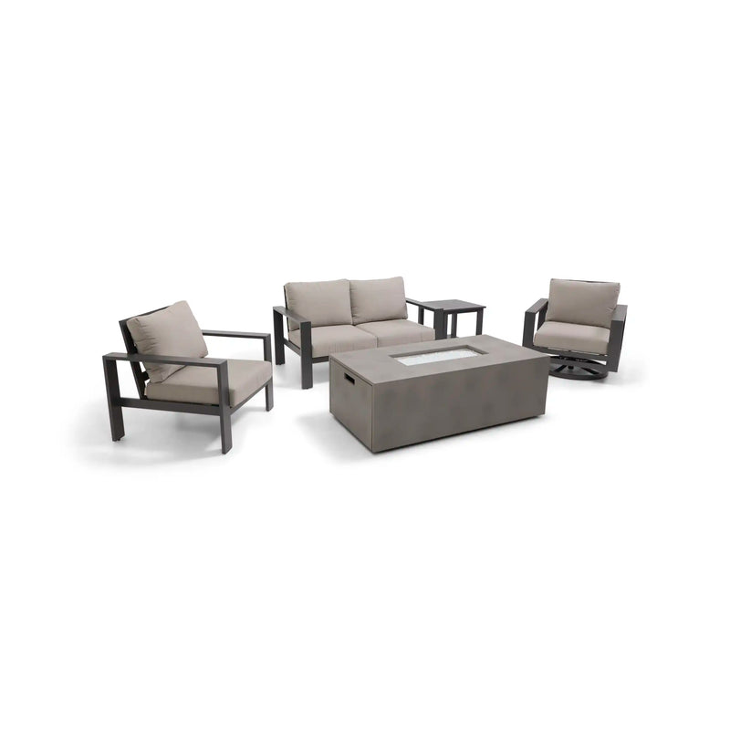 Sutton Grey 5 Piece Loveseat Firepit Chat Group Dove - The Great Escape
