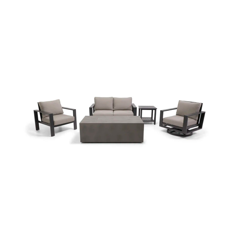 Sutton Grey 5 Piece Loveseat Firepit Chat Group Dove - The Great Escape