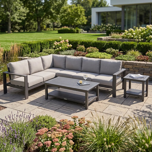 Sutton Grey 6 Piece Sectional Chat Group Dove - The Great Escape