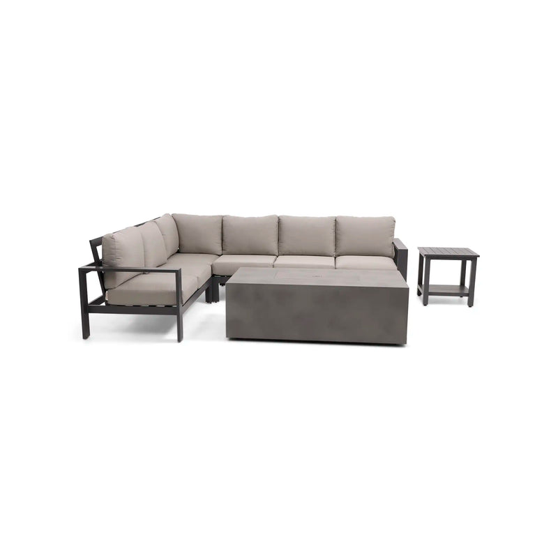 Sutton Grey 6 Piece Sectional Firepit/Chat Group Dove - The Great Escape
