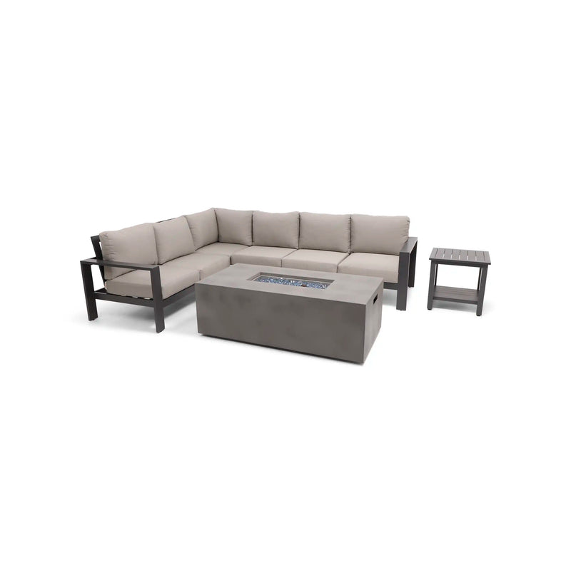 Sutton Grey 6 Piece Sectional Firepit/Chat Group Dove - The Great Escape