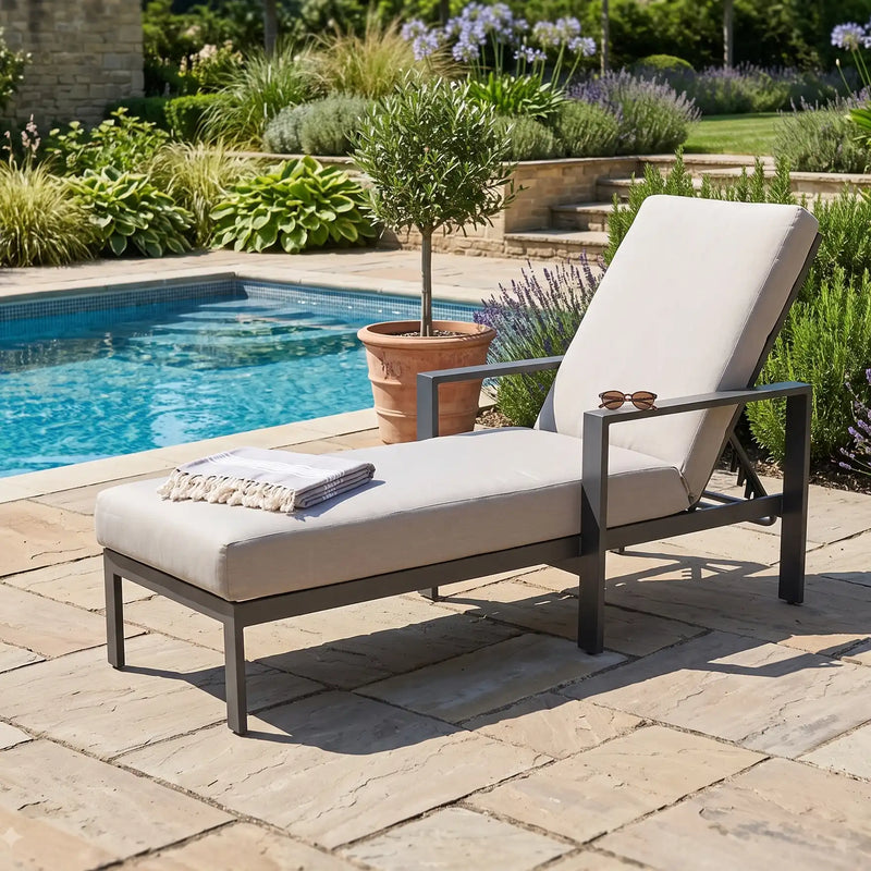 Sutton Grey Chaise Lounge Dove - The Great Escape