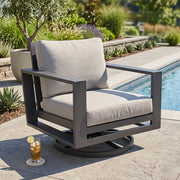 Sutton Cushioned Swivel Rocker - Dove Acrylic - The Great Escape