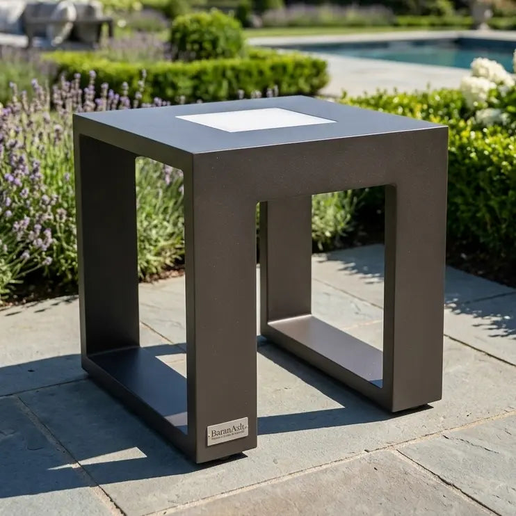 16" Square Aluminum Side Table W/ Light - The Great Escape