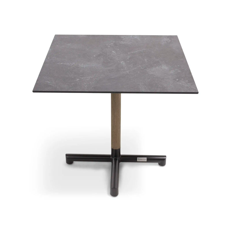 31 Inch Square Pedestal Slate Grey HPL Bistro Table - The Great Escape