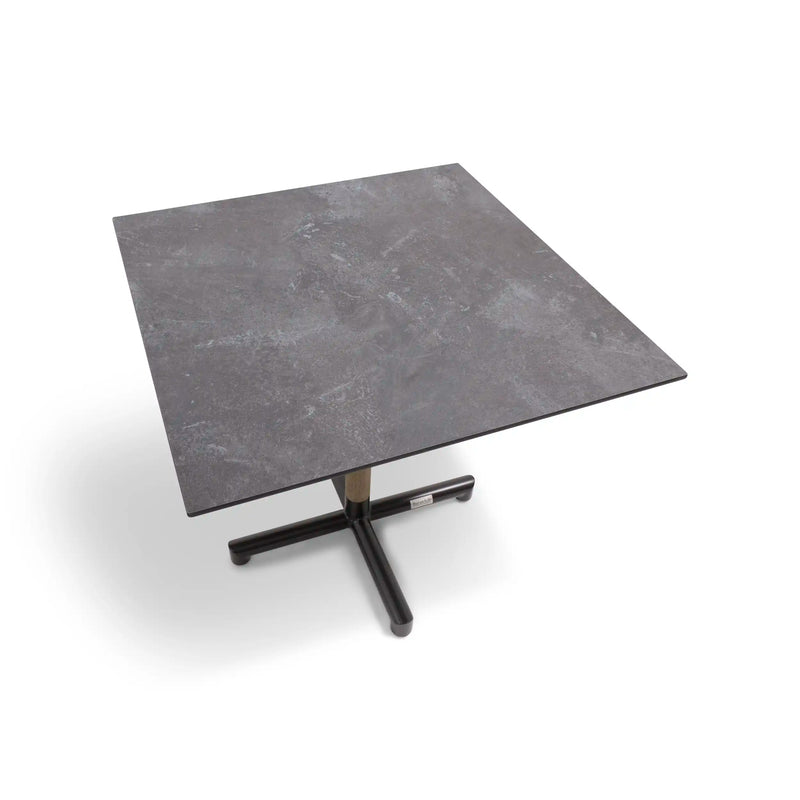 31 Inch Square Pedestal Slate Grey HPL Bistro Table - The Great Escape