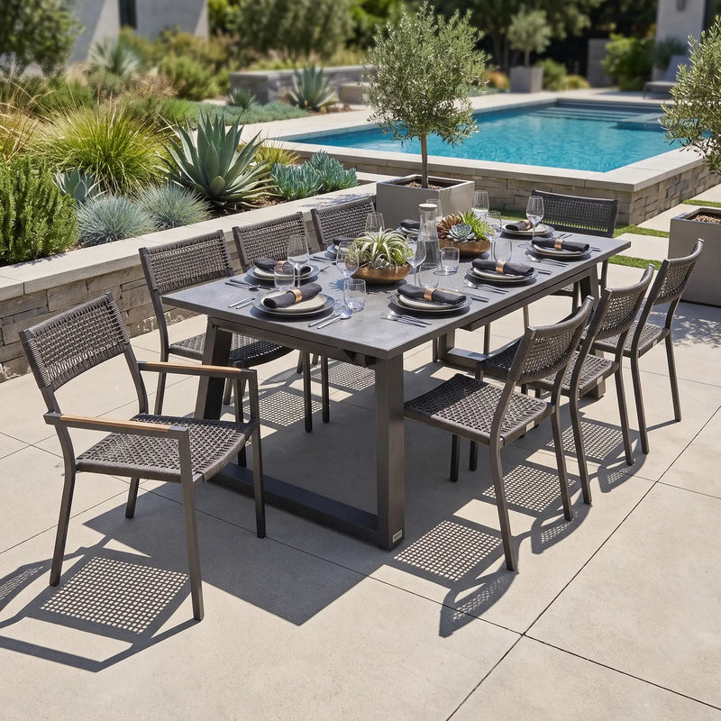 Ryder Rope/Sling 9 Piece Dining Group W/ Rect. Extension Table - The Great Escape