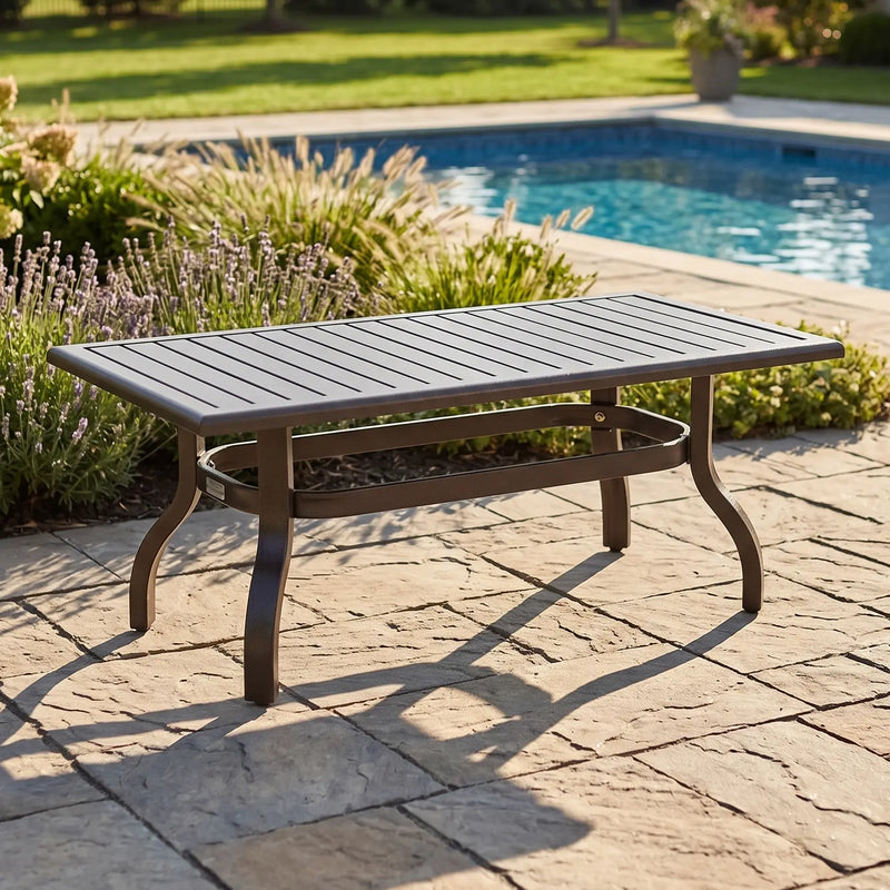 26x48 Inch Rectangle Scoria Farnham Slat Coffee Table - The Great Escape