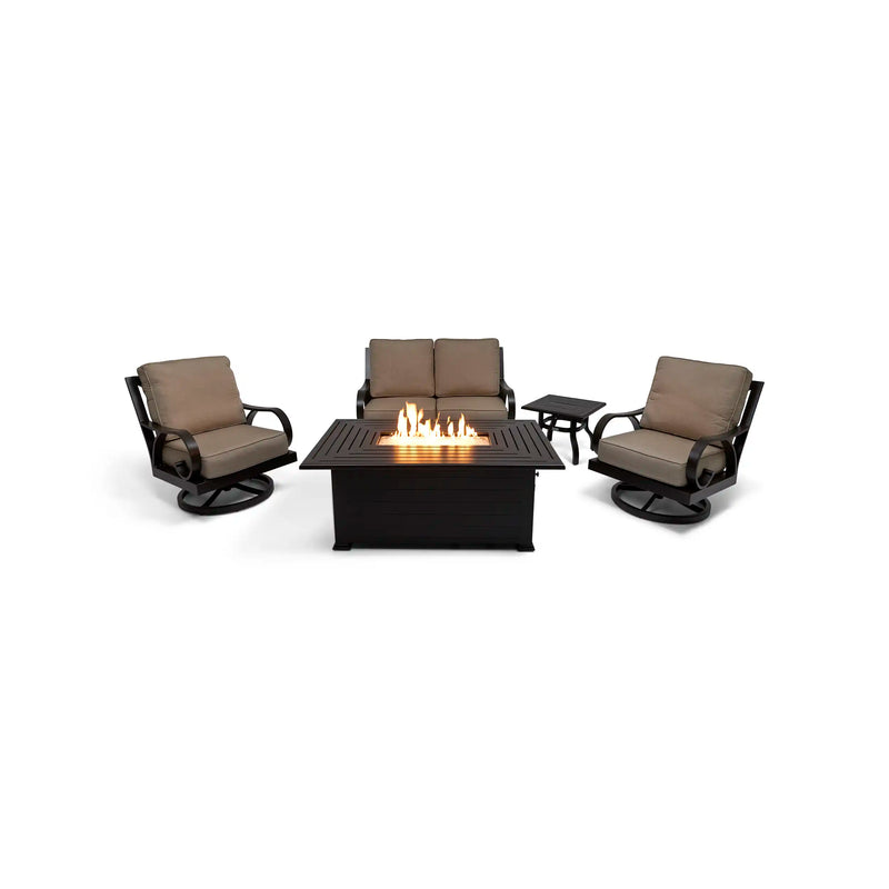 Aberdeen 5 Piece Loveseat Firepit Chat Group - The Great Escape
