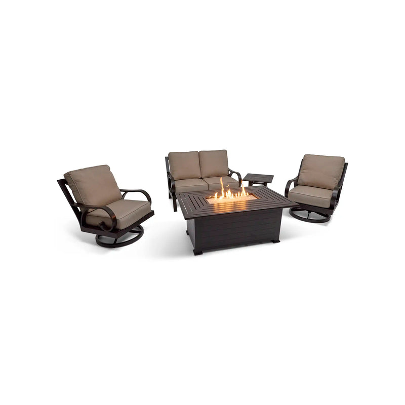 Aberdeen 5 Piece Loveseat Firepit Chat Group - The Great Escape