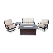 Aberdeen 5 Piece Loveseat Firepit Chat Group - The Great Escape