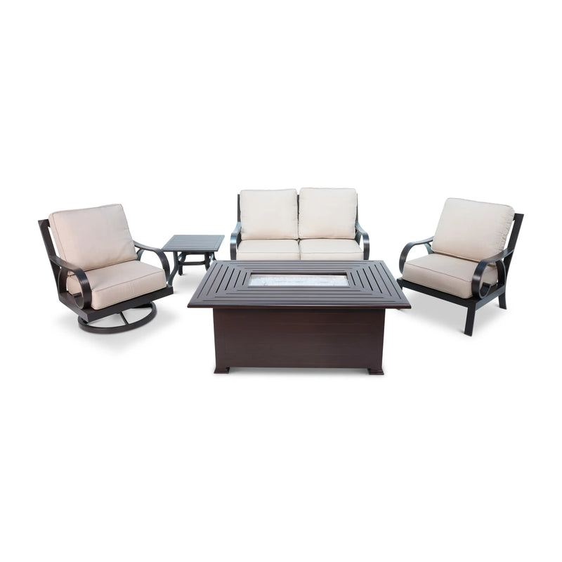 Aberdeen 5 Piece Loveseat Firepit Chat Group - The Great Escape