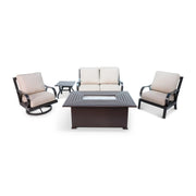 Aberdeen 5 Piece Loveseat Firepit Chat Group - The Great Escape