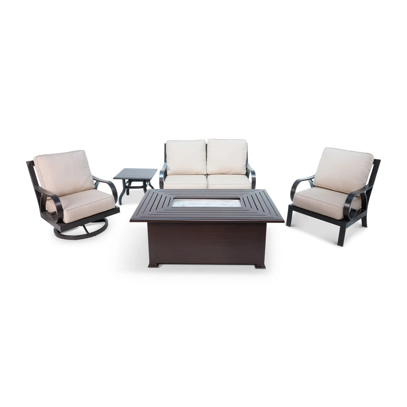 Aberdeen 5 Piece Loveseat Firepit Chat Group - The Great Escape