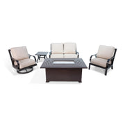 Aberdeen 5 Piece Loveseat Firepit Chat Group - The Great Escape
