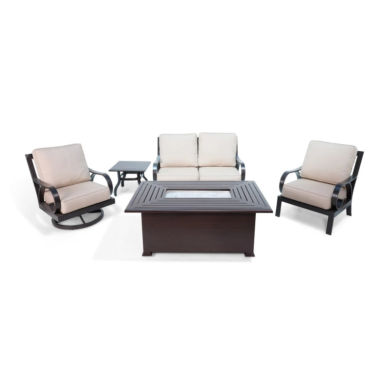 Aberdeen 5 Piece Loveseat Firepit Chat Group - The Great Escape