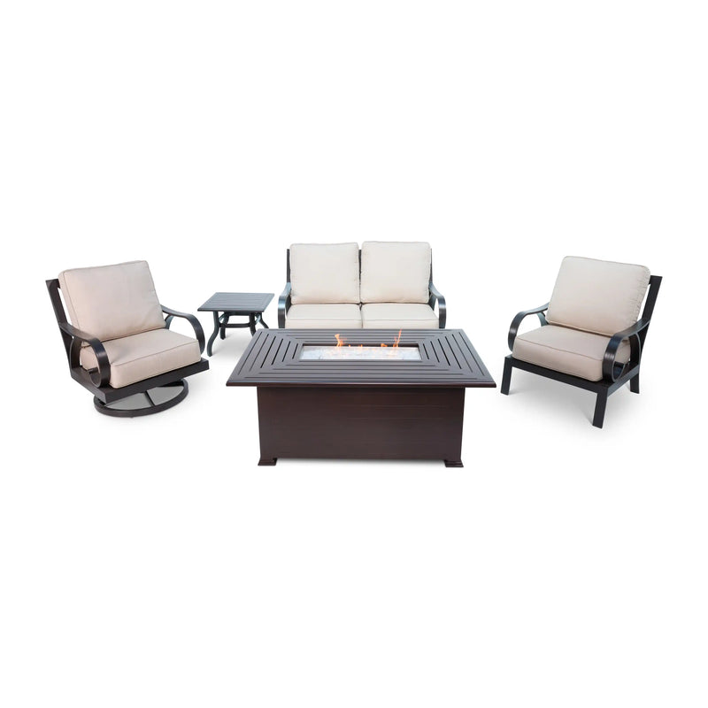 Aberdeen 5 Piece Loveseat Firepit Chat Group - The Great Escape