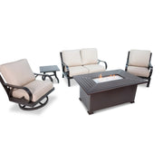 Aberdeen 5 Piece Loveseat Firepit Chat Group - The Great Escape