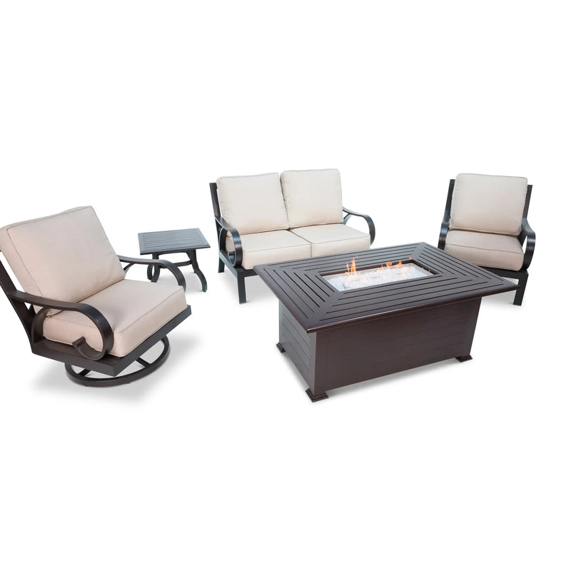Aberdeen 5 Piece Loveseat Firepit Chat Group - The Great Escape