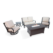 Aberdeen 5 Piece Loveseat Firepit Chat Group - The Great Escape