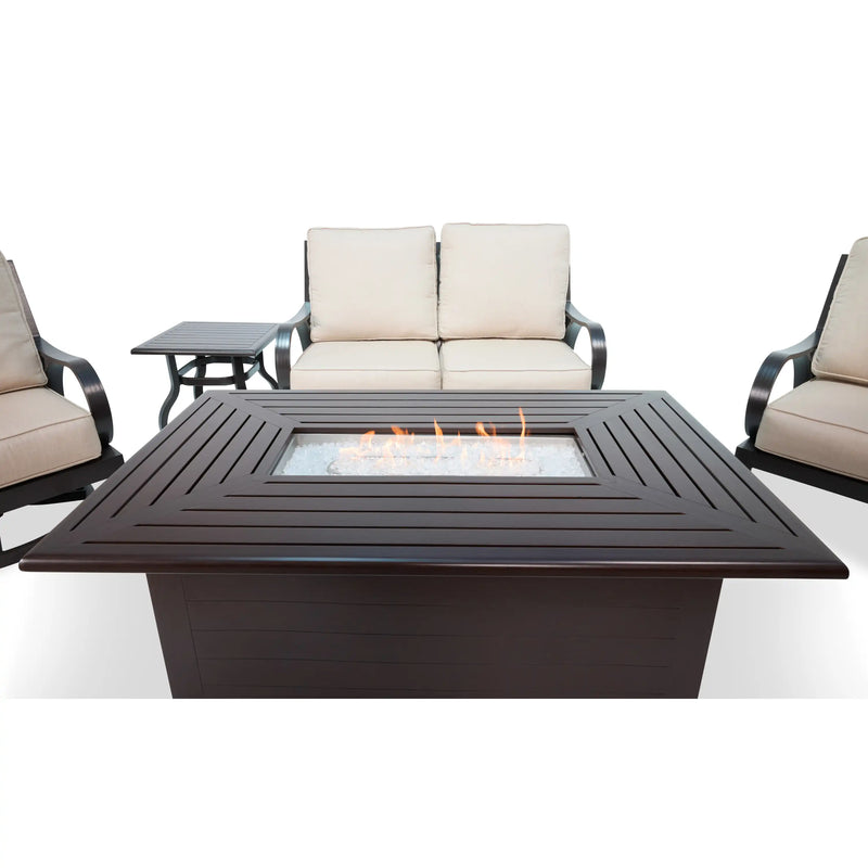 Aberdeen 5 Piece Loveseat Firepit Chat Group - The Great Escape