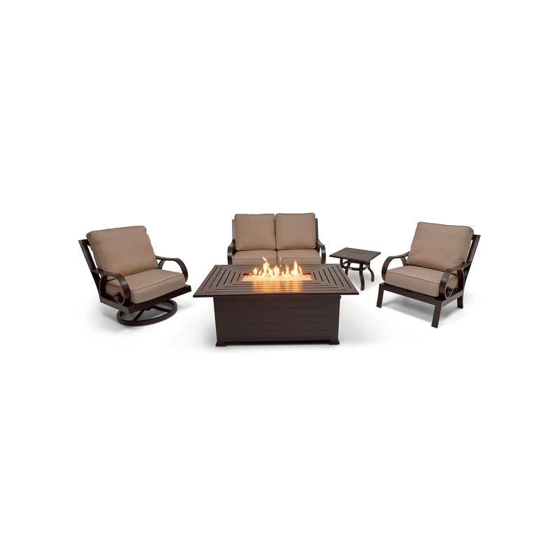 Aberdeen 5 Piece Loveseat Firepit Chat Group - The Great Escape