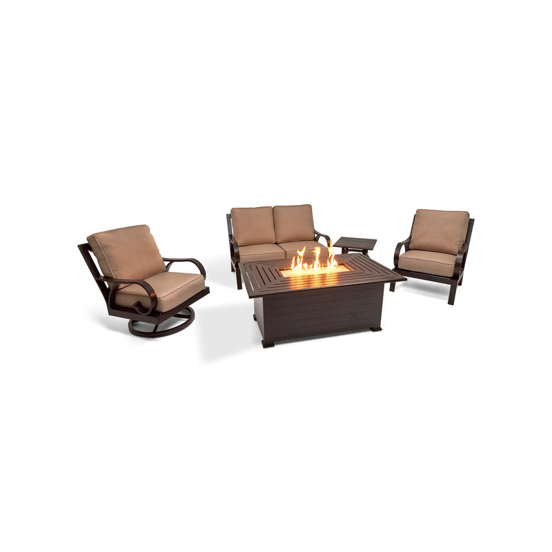 Aberdeen 5 Piece Loveseat Firepit Chat Group - The Great Escape