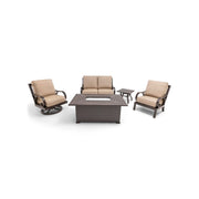 Aberdeen 5 Piece Loveseat Firepit Chat Group - The Great Escape
