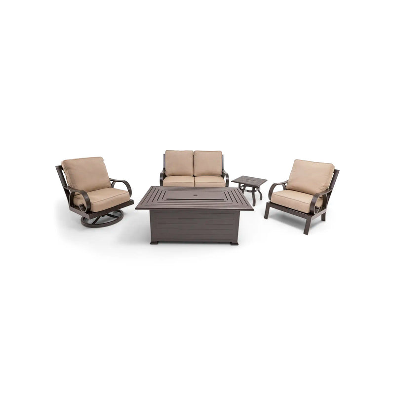 Aberdeen 5 Piece Loveseat Firepit Chat Group - The Great Escape
