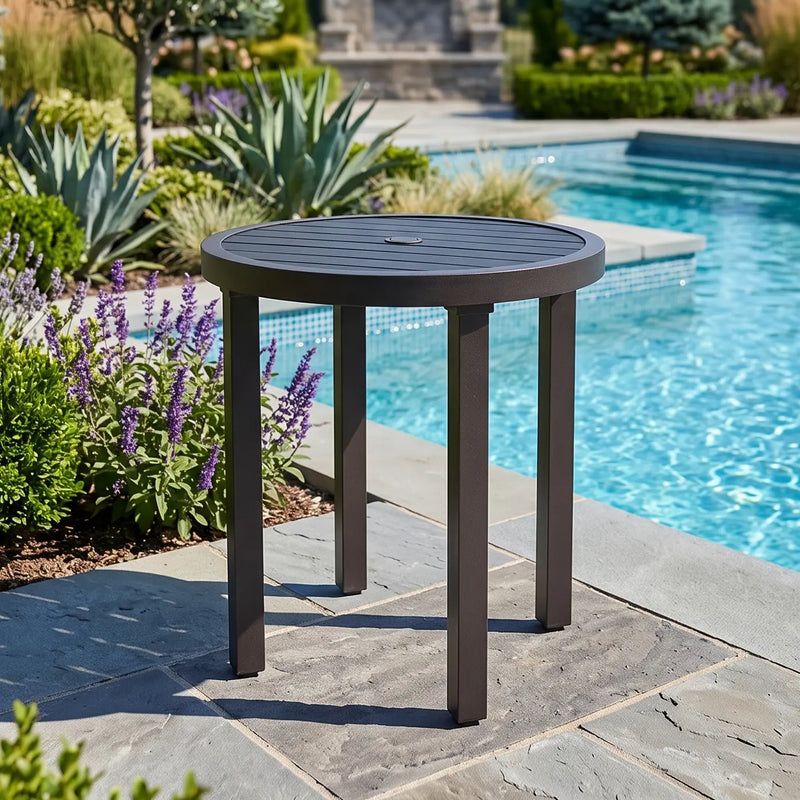 28 Inch Round Poly Plank Bistro Table - The Great Escape
