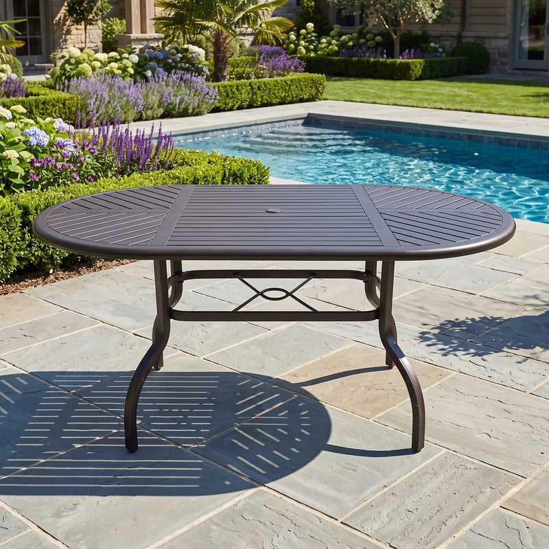 42"x76" Oval Slat Counter Height Table Scoria - The Great Escape