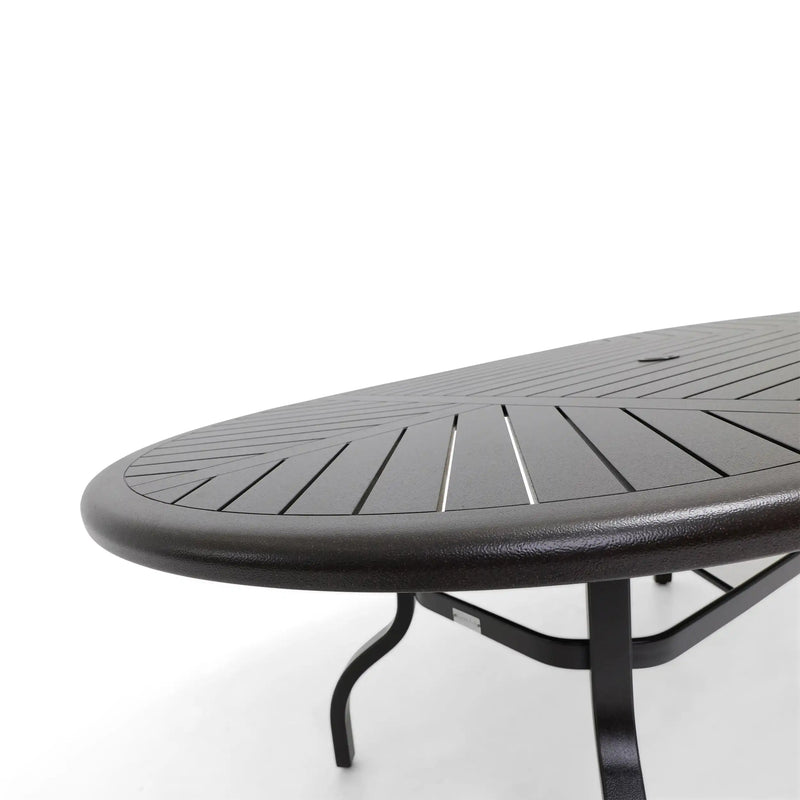 42x76 Inch Oval Scoria Farnham Slat Dining Table - The Great Escape