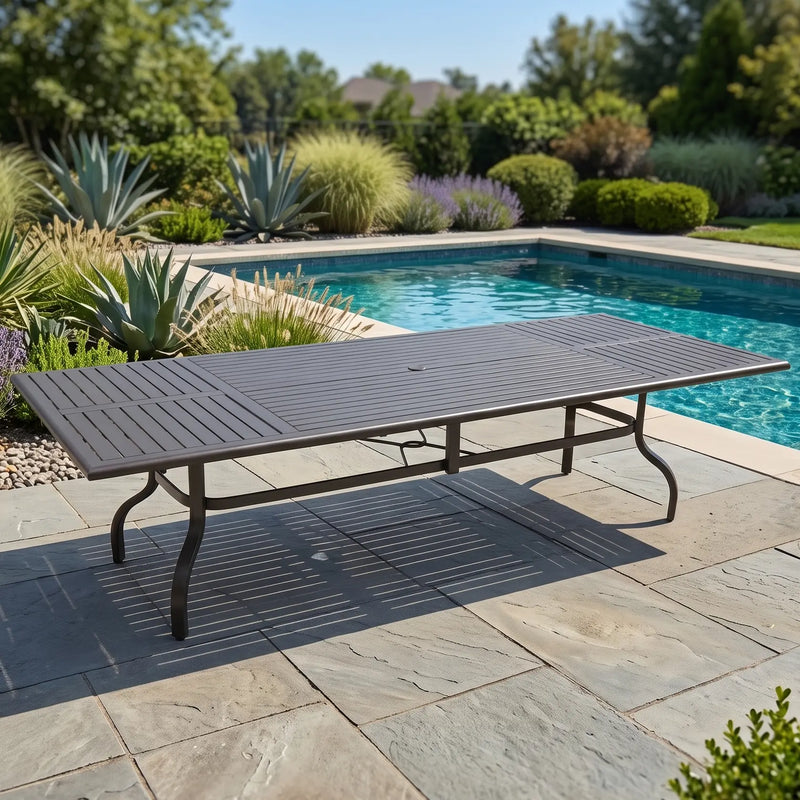 44"x112" Rectangle Scoria Farnham Slat Dining Table - The Great Escape