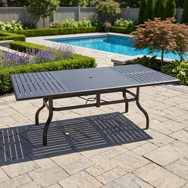 44x84 Inch Rectangle Scoria Farnham Slat Dining Table - The Great Escape
