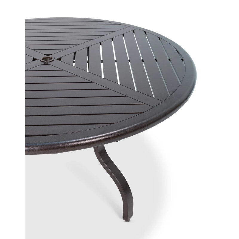 54 Inch Round Scoria Farnham Slat Table - The Great Escape