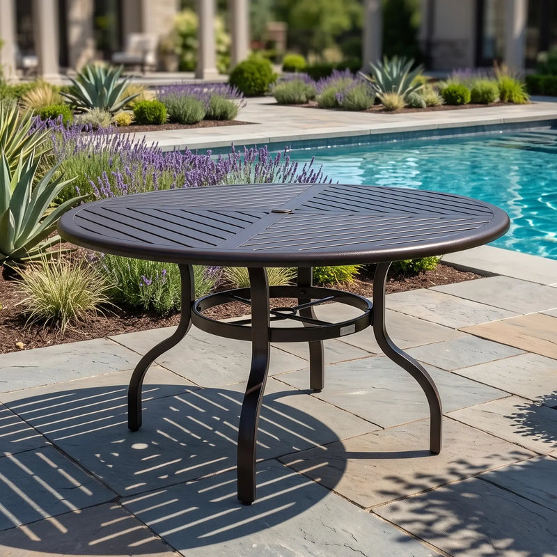 54" Round Farnham Slat Dining Table Scoria - The Great Escape