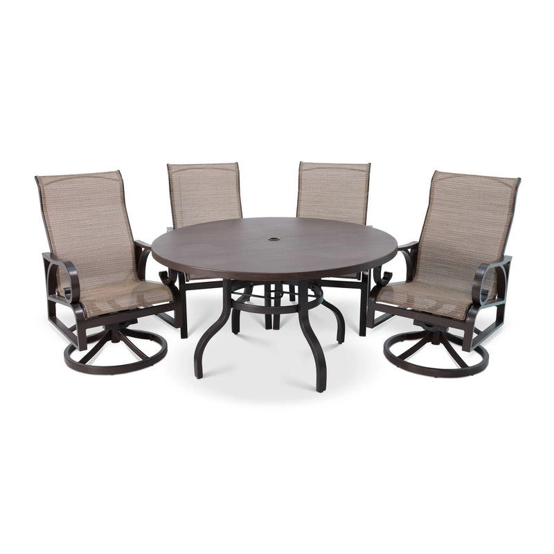 Aberdeen 5 Piece Erie Etched Dining Group With 2 Swivel Rockers - The Great Escape