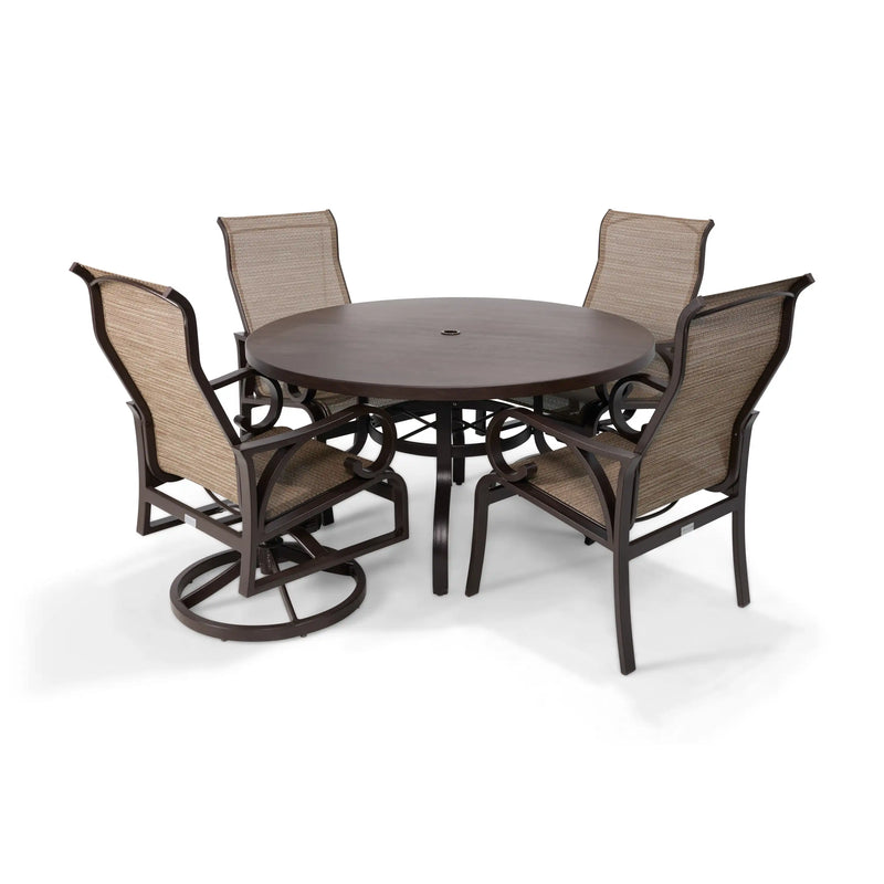 Aberdeen 5 Piece Erie Etched Dining Group With 2 Swivel Rockers - The Great Escape