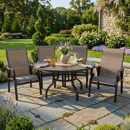 Aberdeen 5 Piece Erie Etched Dining Group - The Great Escape