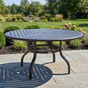 60 Inch Round Scoria Farnham Slat Dining Table - The Great Escape