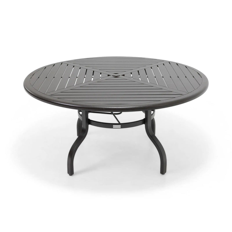 60 Inch Round Scoria Farnham Slat Dining Table - The Great Escape