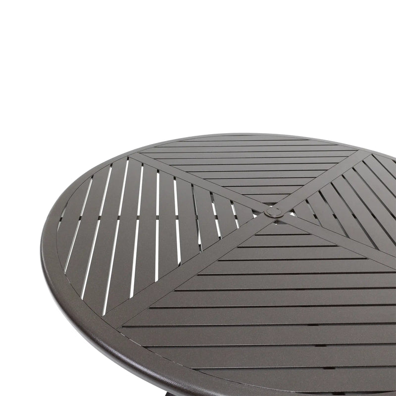60 Inch Round Scoria Farnham Slat Dining Table - The Great Escape