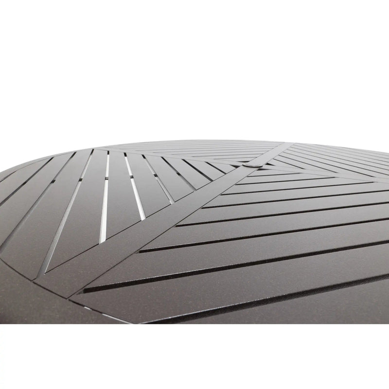 60 Inch Round Scoria Farnham Slat Dining Table - The Great Escape