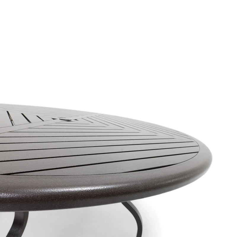 60 Inch Round Scoria Farnham Slat Dining Table - The Great Escape